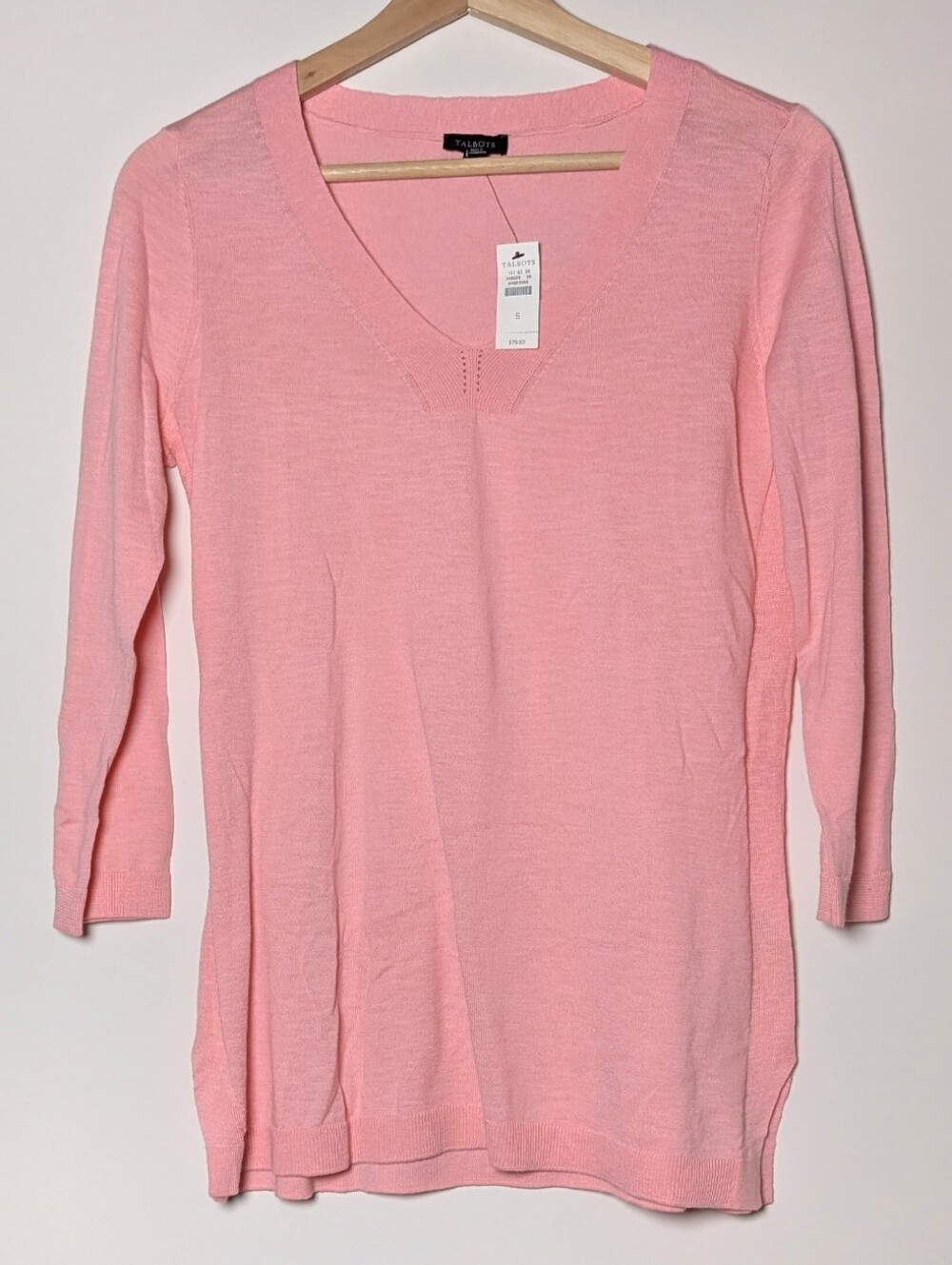 NWT Talbots Lightweight Light Pink V-Neck Knit Top Sweater Cotton Small - Picture 1 of 7